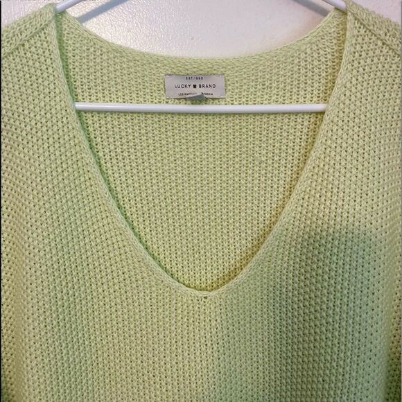 LUCKY BRAND Green V Neck Cotton Blend Sweater.Size S - Picture 8 of 15